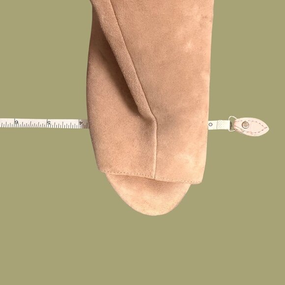 Nine West “Jomei” Peep Toe Block Heel Sandals – Tan Suede Leather (Size 8.5M) - Picture 9 of 11